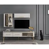 AEA Weiße Wohnwand Designer TV-Schrank Luxus 2x Wandschränke Moderne Möbel