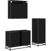 vidaXL Badezimmermöbel-Set 3 stk. Schwarz Eichen-Optik 80 x 33 x 60 cm