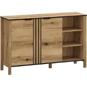 Mebelbos Kommode Helix 138x88x40,5 cm 2 Türen 4 Böden Füße Sideboard Wohnzimmer Eiche