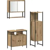 vidaXL Badezimmermöbel-Set 3 Stk. Braun Holzwerkstoff