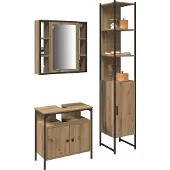 vidaXL Badezimmermöbel-Set 3 stk. Artisan-Eiche 33 x 33 x 185,5 cm
