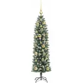 vidaXL Künstlicher schlanker Weihnachtsbaum Grün und Weiß 120 cm