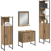 vidaXL Badezimmermöbel-Set 4 stk. Braun 33 x 33 x 185,5 cm