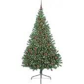 vidaXL Künstlicher vorbeleuchteter Weihnachtsbaum Grün 210 cm PVC