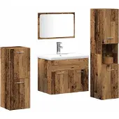vidaXL Badezimmermöbel-Set Wandmontiert 4 pcs Altholz Holzwerkstoff