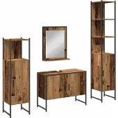 vidaXL Badezimmermöbel-Set 4 stk. Braun 33 x 33 x 185,5 cm