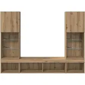 vidaXL TV Wand Einheiten mit LED 5 stk. Artisan-Eiche Holzwerkstoff