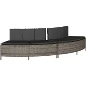 vidaXL Whirlpool-Umrandung Grau Poly Rattan und Massivholz Akazie