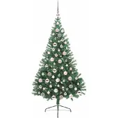 vidaXL Künstlicher vorbeleuchteter Weihnachtsbaum Grün 180 cm PVC