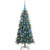 vidaXL Künstlicher Weihnachtsbaum Grün 120 cm PVC, Plastik und Stahl