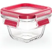EMSA Clip & Close GLAS Frischhaltedose, Vorratsbehälter, Vorratsdose, Transparent / Rot, 0.18 L, N10413