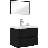 vidaXL Badezimmermöbel-Set 3 Stk. Schwarz Eichen-Optik Holzwerkstoff