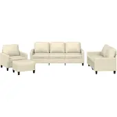 vidaXL 4-tlg. Sofagarnitur mit Kissen Creme Kunstleder