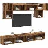 vidaXL TV Wand Einheiten mit LED 6 stk. Altholz Holzwerkstoff