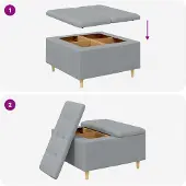 vidaXL Ottoman mit Stauraum Hellgrau 80 x 80 x 45 cm Stoff