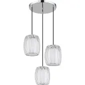 Globo Hängeleuchte Maribel, Ø 40 cm chrom/klar, Kunststoff, 3-flg.