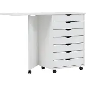 Syfax Rollschrank mit Schreibtisch MOSS Weiß Massivholz Kiefer