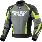 MUGENRACE Romano wasserdichte Motorrad Textiljacke, dunkelgrau/schwarz/neon-gelb, M