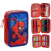 Cerdá Federmäppchen 3-Fach gefüllt Marvel Schule Kinder