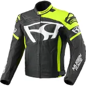 MUGENRACE Aggressore Motorrad Lederjacke, schwarz/weiß/neon-gelb, 58