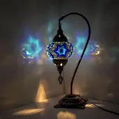 Halay Handgefertigte türkische Lampe Orientalischer Bogenmodell 45 mit blauer Mosaik-Galzenkugel
