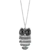 Elli Lange Kette "Halskette Eule Glas Kristall Schwarz 925 Sterling Silber" Gr. 70, schwarz, Halsketten, Damen, mit Stein, Silber 925 (Sterlingsilber), Lange Kette
