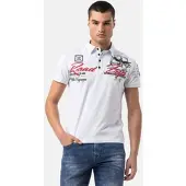 Cipo & Baxx Poloshirt , Herren, Gr. 5XL, weiß, Jersey, Obermaterial: 95% Baumwolle, 5% Elasthan, bedruckt, regular fit normal, Shirts Poloshirt