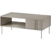 Mirjan 24 Couchtisch Tresse, Wohnzimmer Kaffeetisch mit Einlegeboden (Farbe: Beige)
