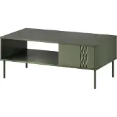 Mirjan 24 Couchtisch Tresse, Wohnzimmer Kaffeetisch mit Einlegeboden (Farbe: Grün)
