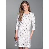Trigema 1100000002199 "Nachthemd mit Allover-Katzen-Print", Damen, Gr. S, Normalgrößen, weiß, Single Jersey, 100% Baumwolle, Kleider 1100000002199