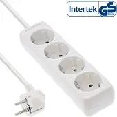 InLine Steckdosenleiste, 4-fach Schutzkontakt, weiß, 1,5m, 1,5 m, Drinnen, Typ F, Abgewinkelt, 1,5 mm², Weiß