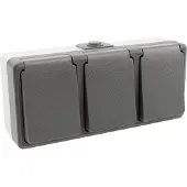 McPower Feuchtraum Dreifach-Steckdose Secure 250V/16A IP44 AP grau