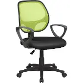 Dmora Bürostuhl Geraldton, Mesh-Arbeitsstuhl mit Armlehnen, Ergonomischer Bürositz, 56x57h88/100 cm, Schwarz und Grün