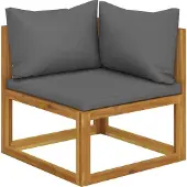 Syfax Modular-Ecksofa mit Dunkelgrauen Kissen Akazie Massivholz