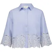 Cartoon Klassische Bluse "Casual-Bluse mit Stickerei", Damen, Gr. 44, blau (hellblau), Obermaterial: 55% Baumwolle CO. 45% Lyocell CLY., Blusen Klassische Bluse