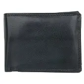 FLW Herren Schwarzes Echtes Weiches Leder Portemonnaie ohne Logos oder Markierungen