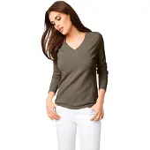 HEINE V-Pullover in oliv | Gr.: 38