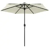Syfax Sonnenschirm mit LED-Beleuchtung und Alu-Mast 270 cm Sandweiß