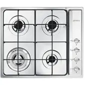 Smeg SR64S Einbau-Gaskochfeld aus Edelstahl, 4 Brenner