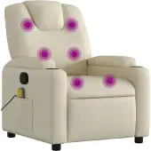 Syfax Massagesessel mit Relaxfunktion, Kunstleder, Creme