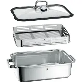 WMF 1741016040, 6,5 l, Edelstahl, Rechteckig, Keramik, Gas, Halogen, Induktion, Versiegelte Platte, Edelstahl, Glas