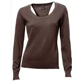 Linea Tesini By Heine Rundhalspullover "Rundhals-Pullover", Damen, Gr. 34, braun (schokobraun), 100% Baumwolle, , unifarben, Pullover Rundhalspullover