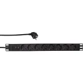Logilink PDU8C02, Standard, 1U, Aluminium, Schwarz, 8 AC-Ausgänge, Typ F