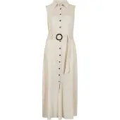 Apricot Midikleid "Midikleid aus Leinenmischung", Damen, Gr. XL (42), N-Gr, weiß (stein), gewebt, Obermaterial: 73% Viskose CV. 27% Leinen LI., uni, Kleider Midikleid, mit Gürtel