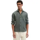 Marc O'Polo Leinenhemd , Herren, Gr. XL, N-Gr, grün (skipping stone), Web, Obermaterial: 100% Leinen, Manschette, Hemden Leinenhemd, im klassisch cleanen Look