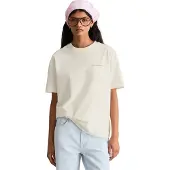 Marc O'Polo T-Shirt DENIM, Damen, Gr. S, beige (silky weiß), Jersey, Obermaterial: 100% Baumwolle, relaxed fit normal, Rundhals, Shirts T-Shirt, relaxed mit Rückenprint