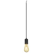 SLV 1010420 FITU PD, E27, ribbed, Pendelleuchte, Pendellänge 500 cm, offenes Kabelende, 1 x max. 15 W, schwarz