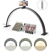 Vevor Desktop Halbmondlicht für Nägel mit Telefonhalter (30 W 76 cm lang) Nageltechniklicht, Nageltischlampe mit einstellbarer Helligkeit, LED-Tischleuchte für Nageltechniker Wimpernverlängerung