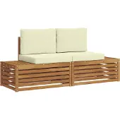 Syfax 2 stk. Outdoor-Sofagarnitur Massives Akazienholz und Polyester