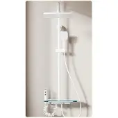 OEM Duscharmatur Set, Digitalanzeige für die Temperatur, Höhenverstellbar, Heiß Kalt Weiß